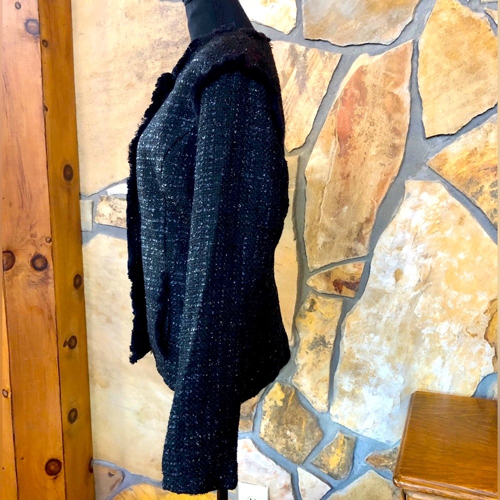 New Attitude Unknown Black Textured Fringed Jacket with Pockets (L) - Picture 5 of 16